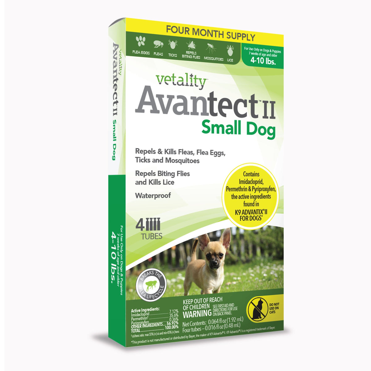 Vetality Avantect II Flea and Tick Topical for Dogs 4 Tubes – photo 8 of 11