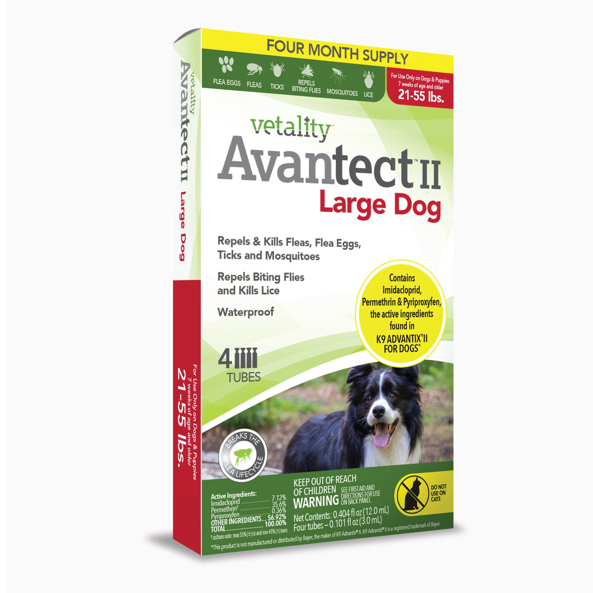 Vetality Avantect II Flea and Tick Topical for Dogs 4 Tubes – photo 10 of 11