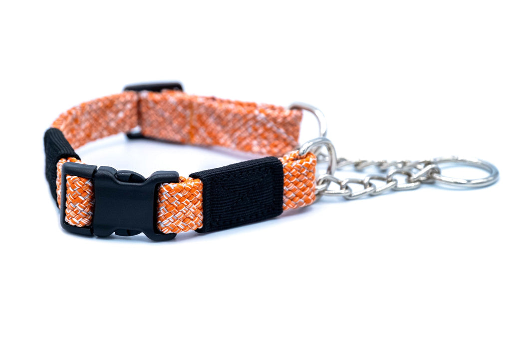 Adventure Style Mountain Flat Weave Martingale Dog Collar – front view