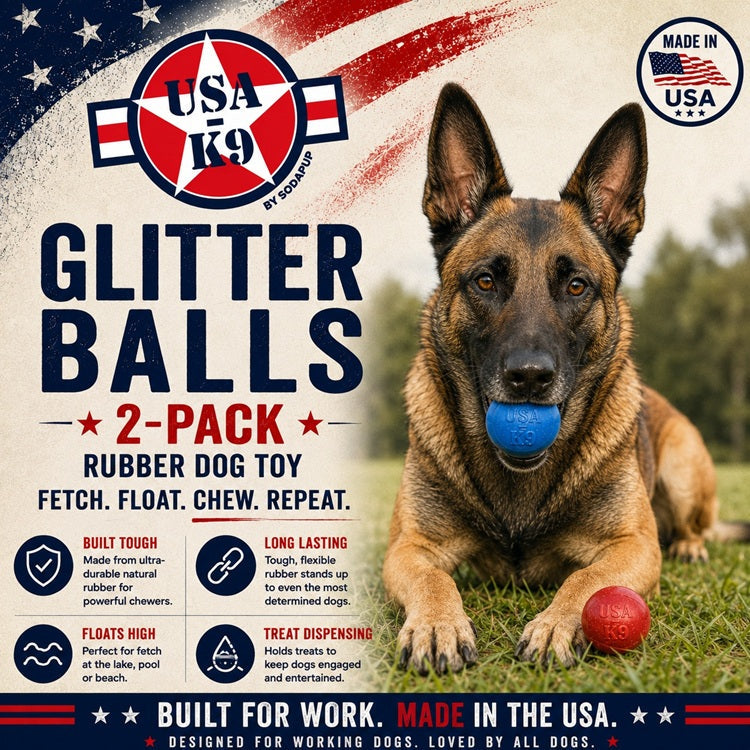 SodaPup Glitter Ball red and blue large soft rubber dog toy 2-pack – photo 3 of 11