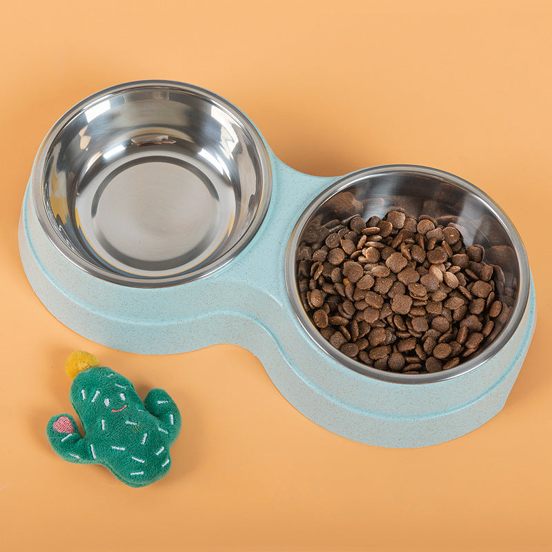 Double Stainless Steel Pet Bowls – Food & Water Feeder Tray – alternate view 2