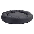 Chew-resistant round dog bed with memory foam mattress
