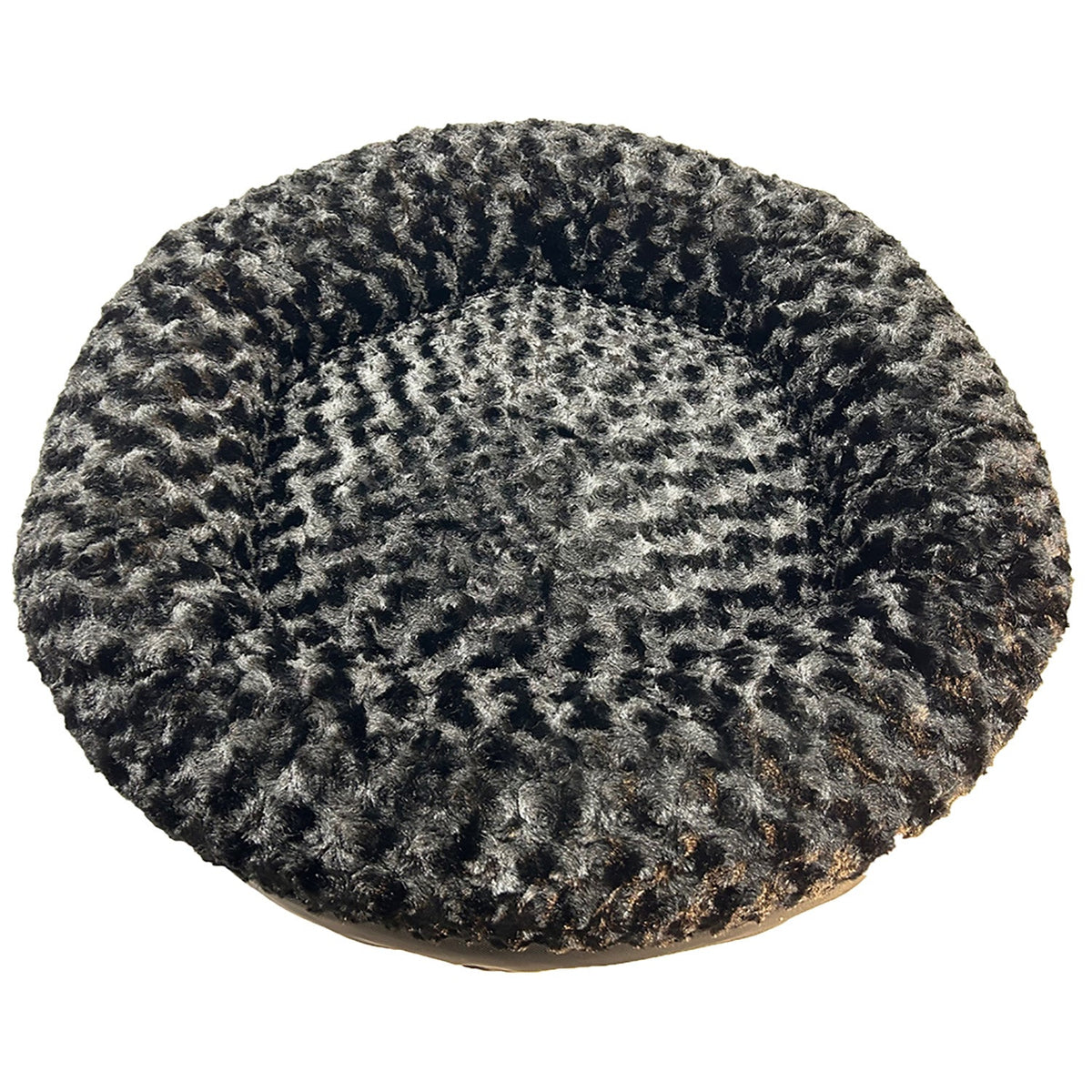 Furvana round bolstered dog bed with plush Minky fleece cover