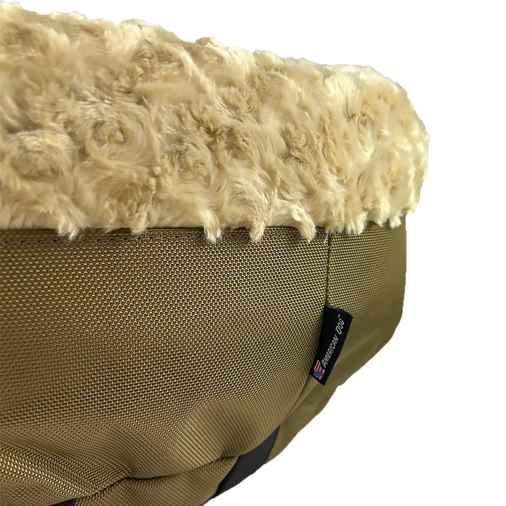 Furvana round bolstered dog bed with plush Minky fleece cover