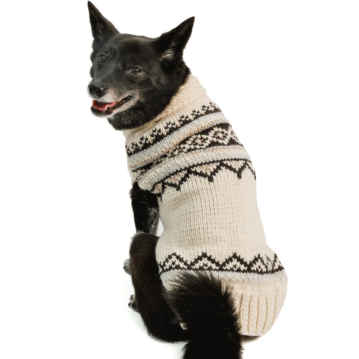 Alpaca Cream Wyatt Dog Sweater Fair Isle in Cream and Grey – photo 2 of 5