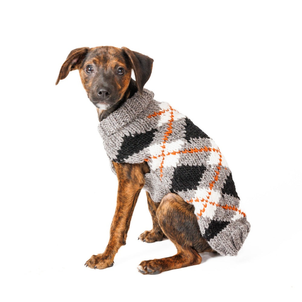 Alpaca Argyle Dog Sweater Alpaca Wool Blend with Orange Accents – photo 5 of 6