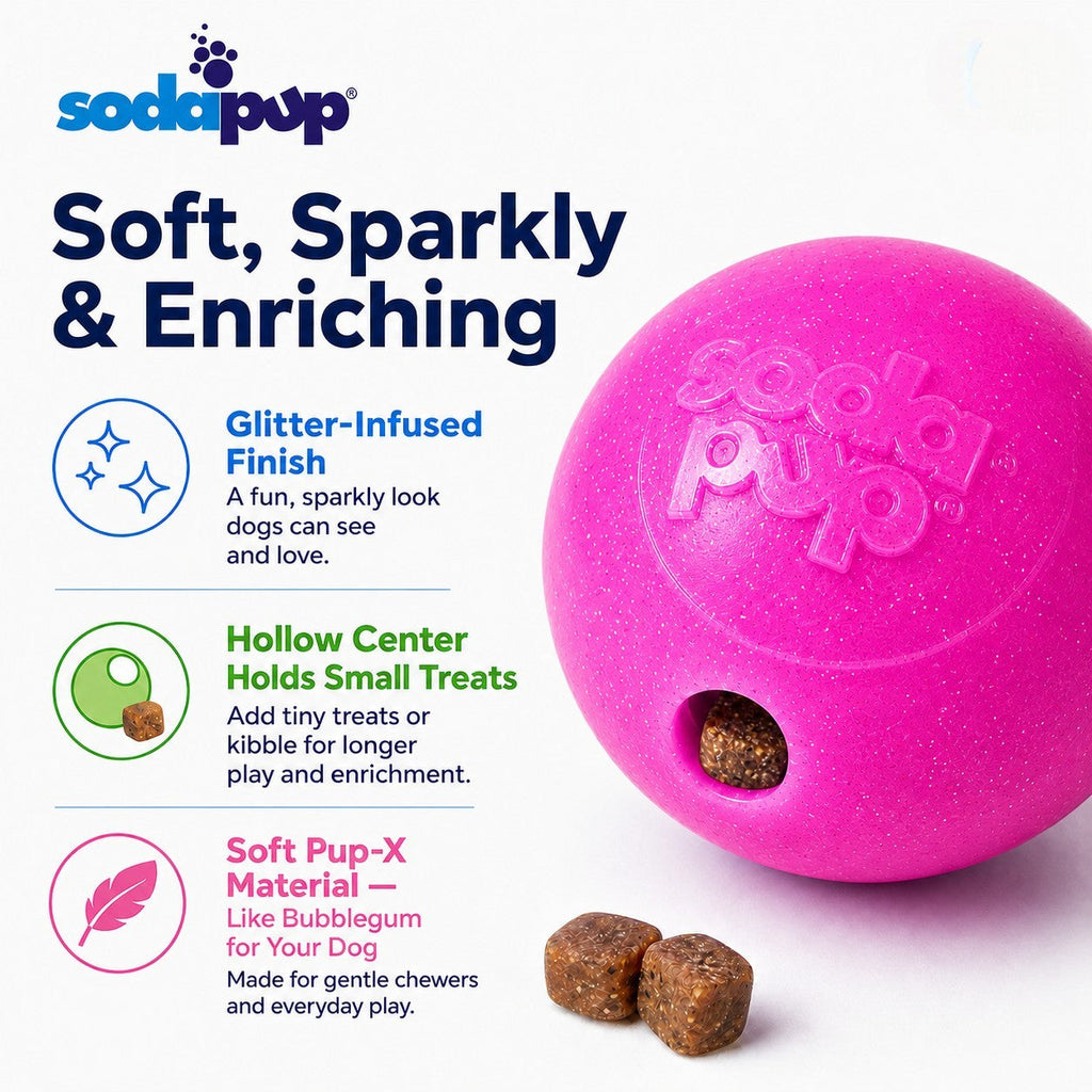 SodaPup Glitter Ball blue pink and glow soft rubber dog toy 3-pack – photo 7 of 13