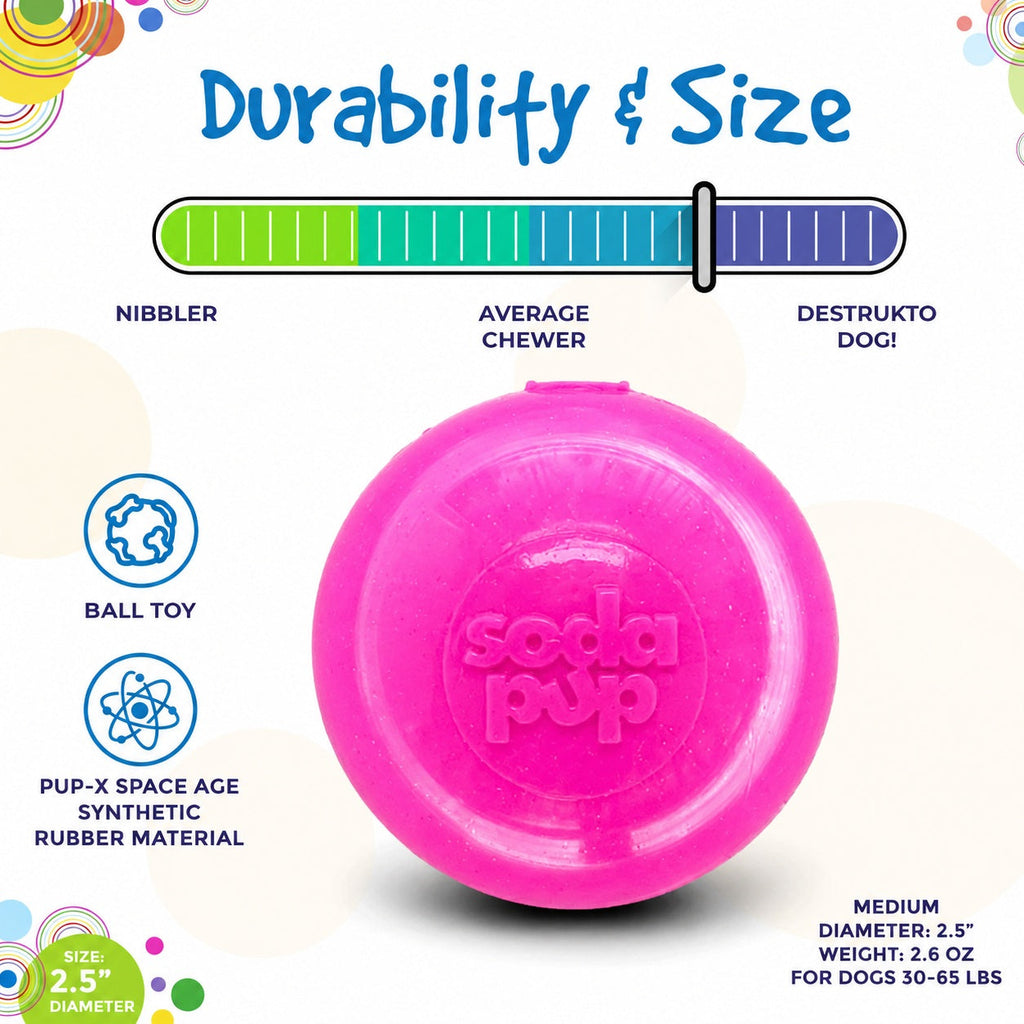 SodaPup Glitter Ball pink and blue soft rubber dog toy 2-pack – photo 9 of 12