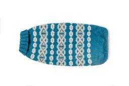 Alpaca Teal Fair Isle Dog Sweater Teal Gray and Cream – photo 6 of 6