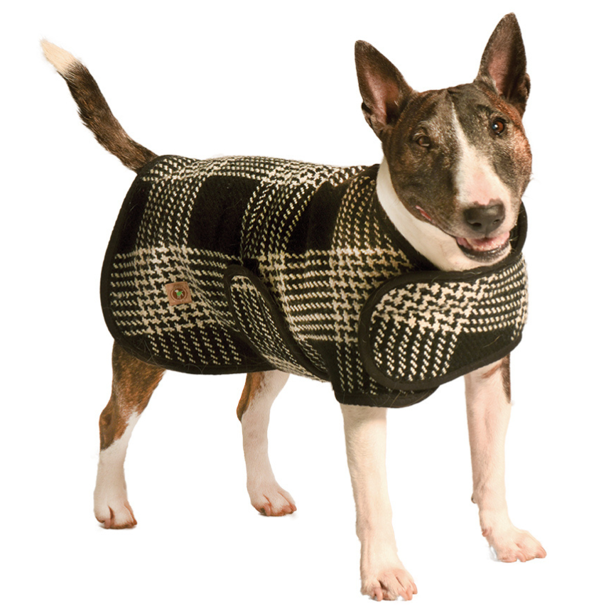 Black and White Plaid Blanket Dog Coat Wool with Fleece Lining – photo 2 of 2