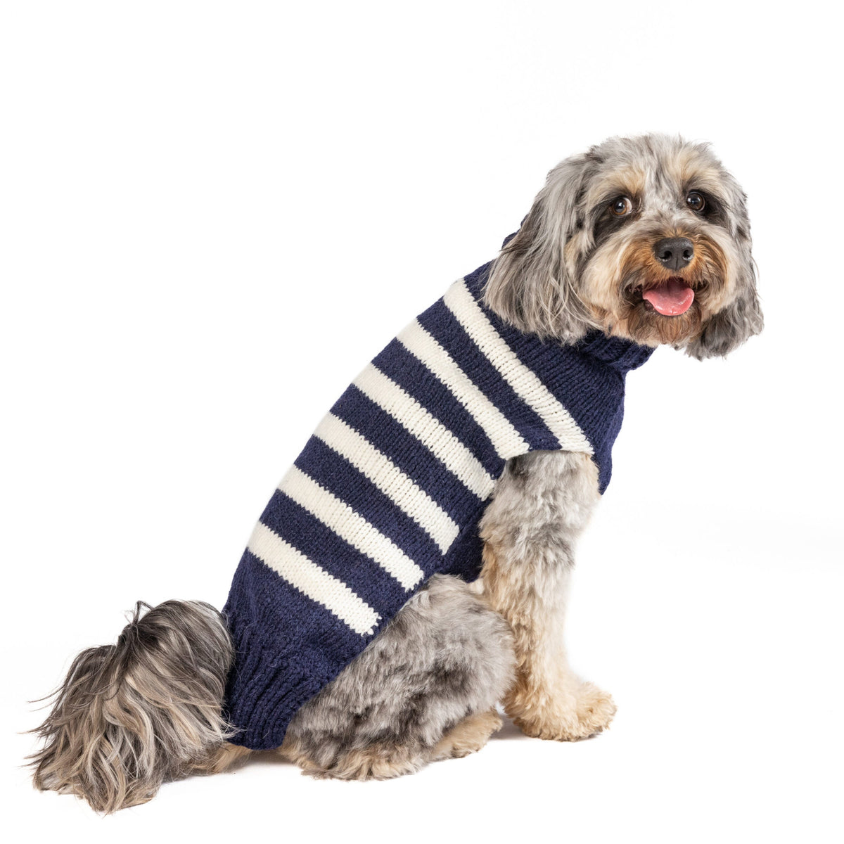Flynn Alpaca Stripe Dog Sweater Navy and White – photo 1 of 4