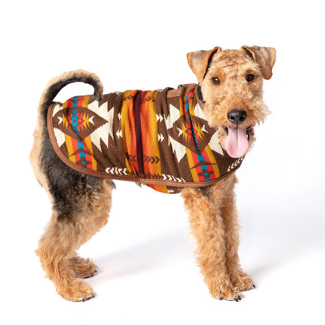 Brown Southwest Dog Coat Fleece Lined Blanket Coat – photo 4 of 7