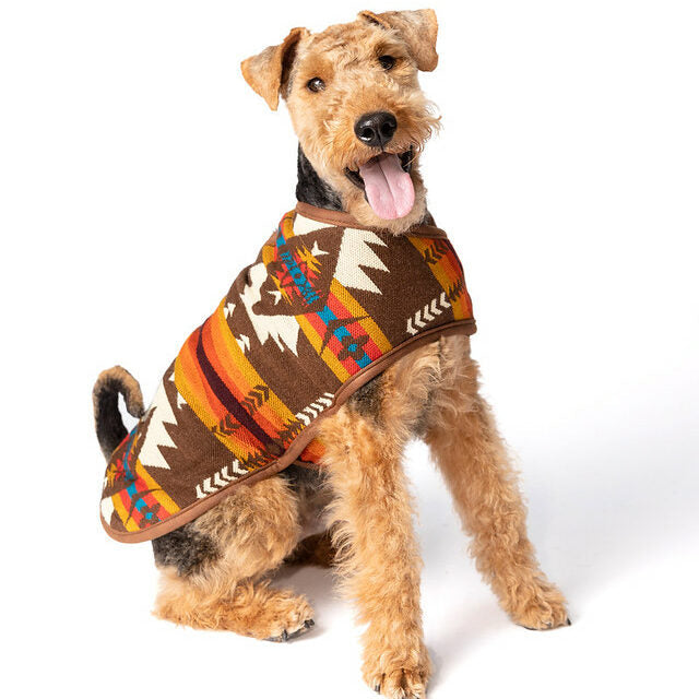 Brown Southwest Dog Coat Fleece Lined Blanket Coat – photo 1 of 7