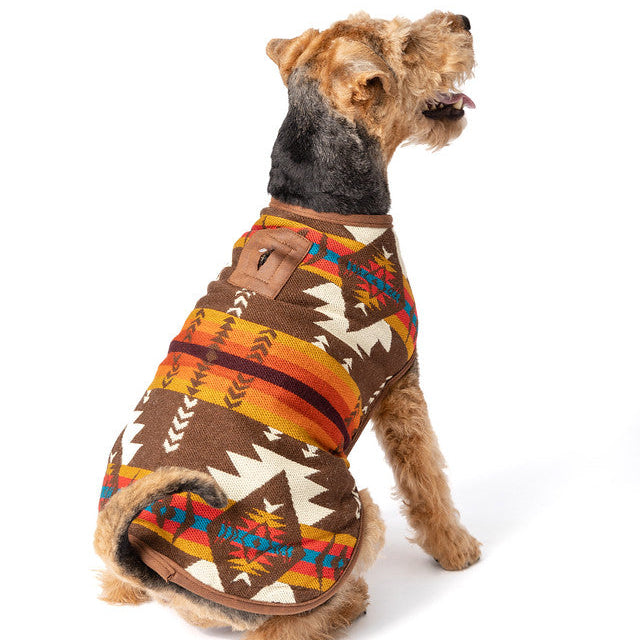Brown Southwest Dog Coat Fleece Lined Blanket Coat – photo 2 of 7