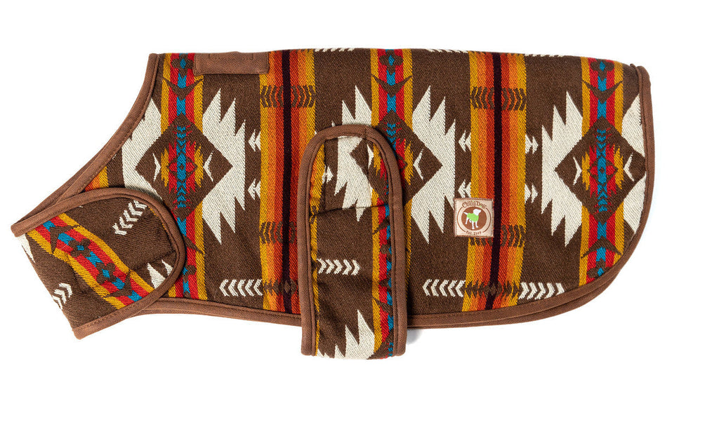 Brown Southwest Dog Coat Fleece Lined Blanket Coat – photo 5 of 7