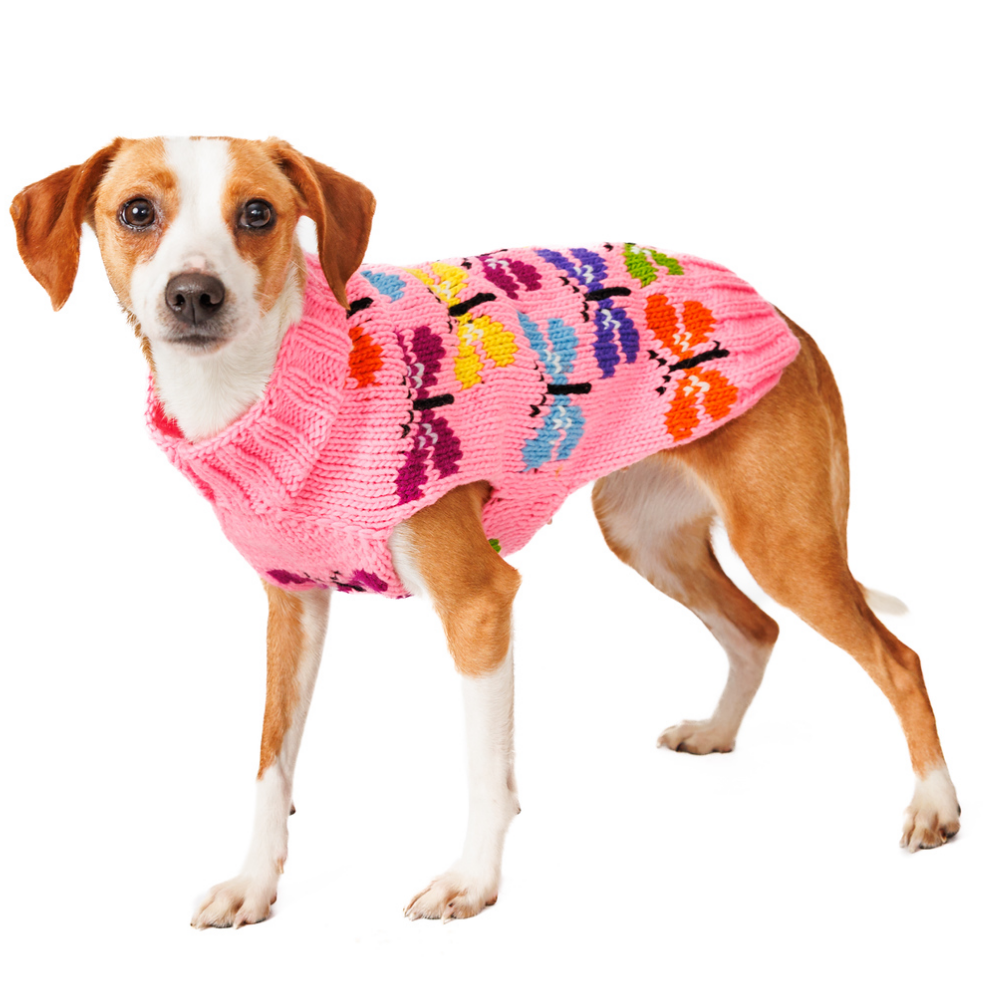 Butterfly Wool Dog Sweater 100 Percent Wool on Pink – photo 2 of 8