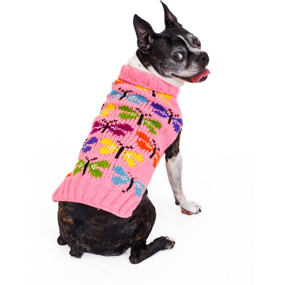 Butterfly Wool Dog Sweater 100 Percent Wool on Pink – photo 4 of 8