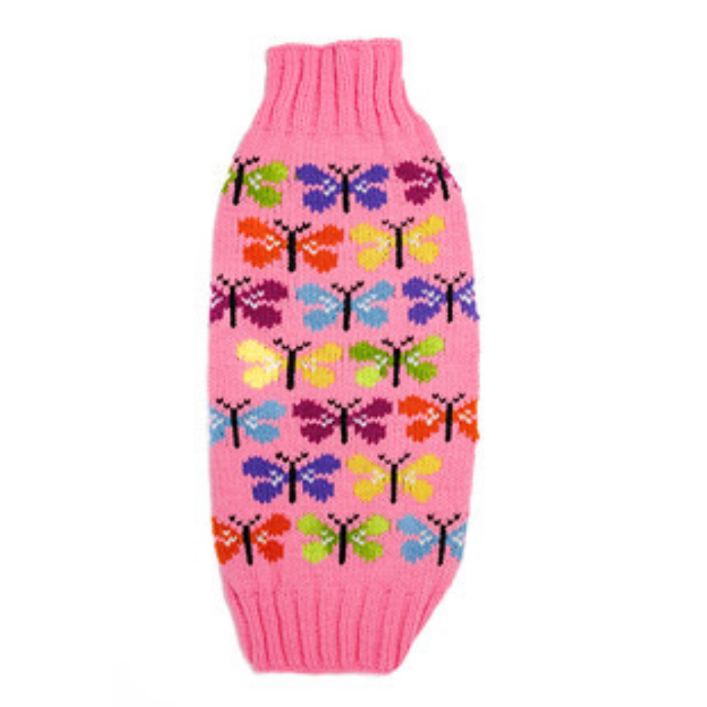 Butterfly Wool Dog Sweater 100 Percent Wool on Pink – photo 6 of 8