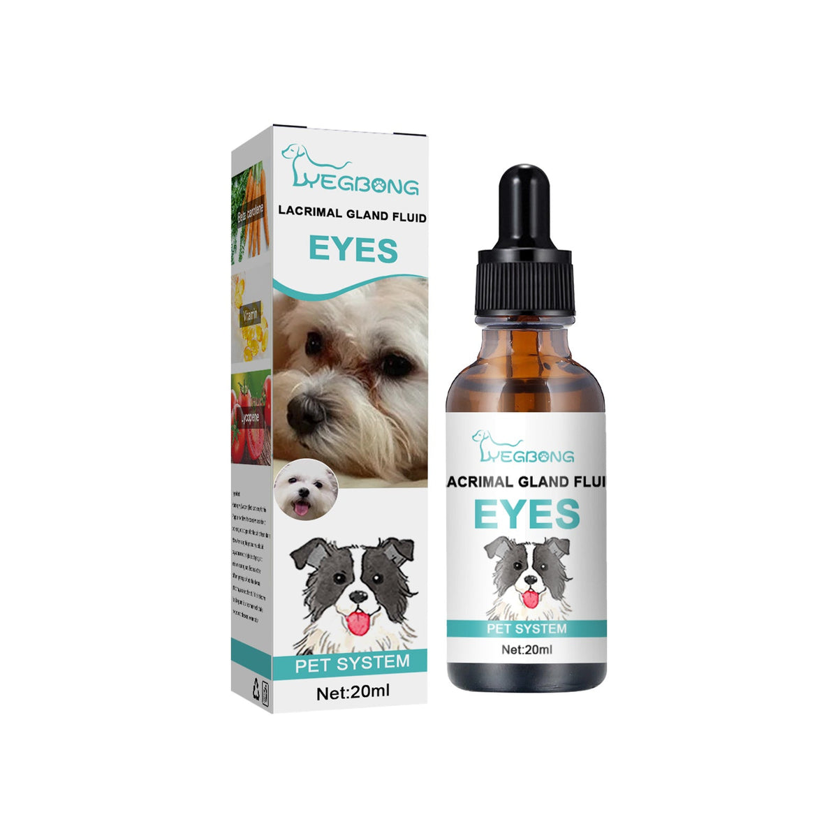 Tear duct serum for dogs and cats eye tear stain remover, product label detail
