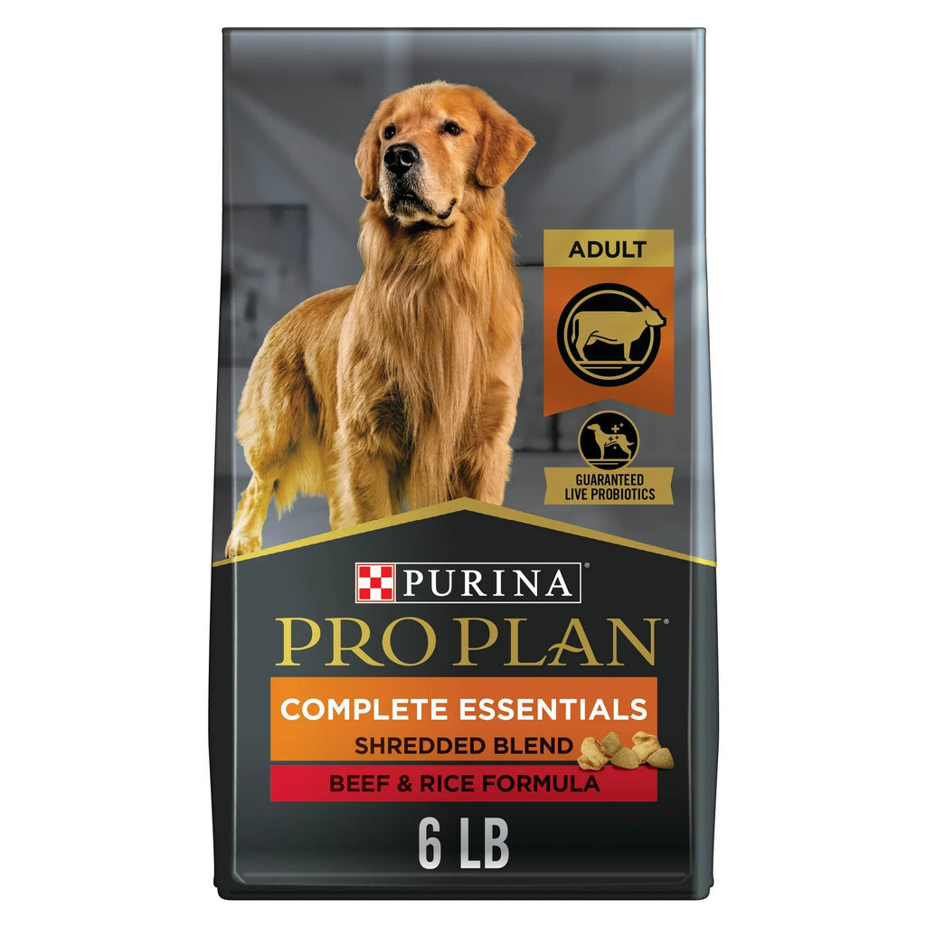 Pro Plan Adult Complete Essentials Shredded Blend Beef & Rice Dry Dog Food – front view