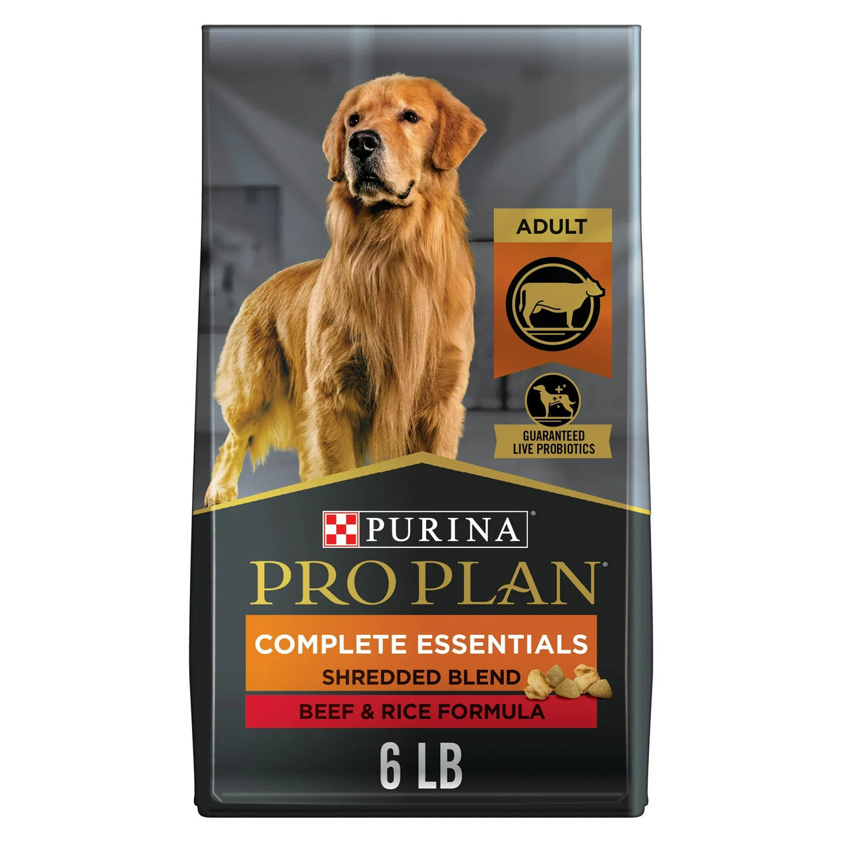 Pro Plan Adult Complete Essentials Shredded Blend Beef & Rice Dry Dog Food – front view