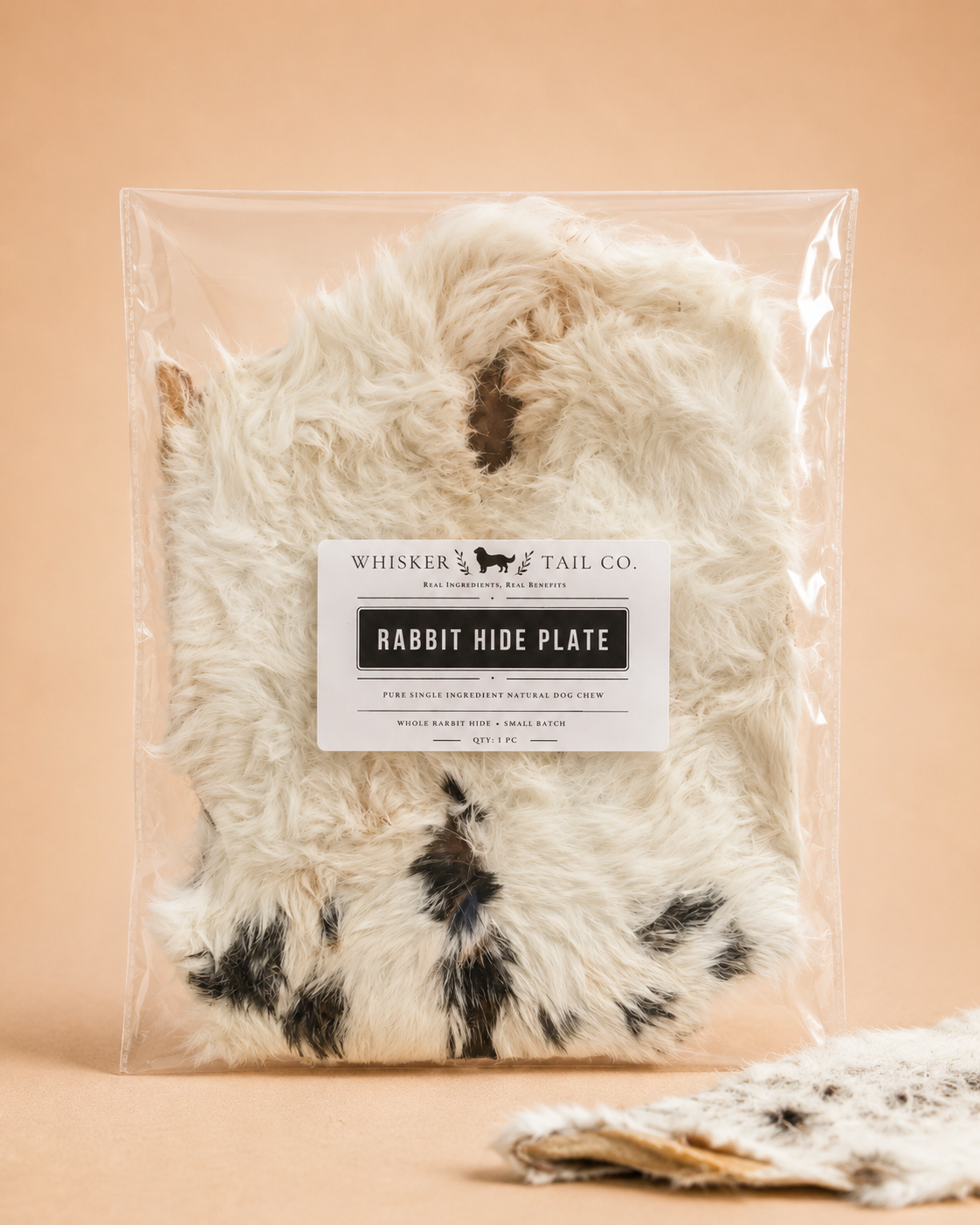 Rabbit Hide Plate Natural Chew for Dogs – front view