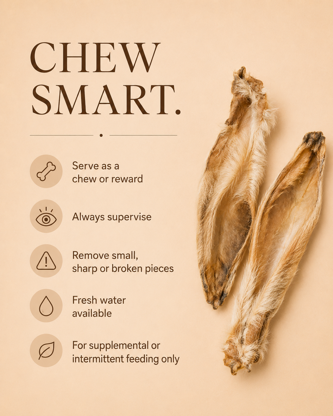 Rabbit Ears Natural Chew for Dogs & Cats – alternate view 2