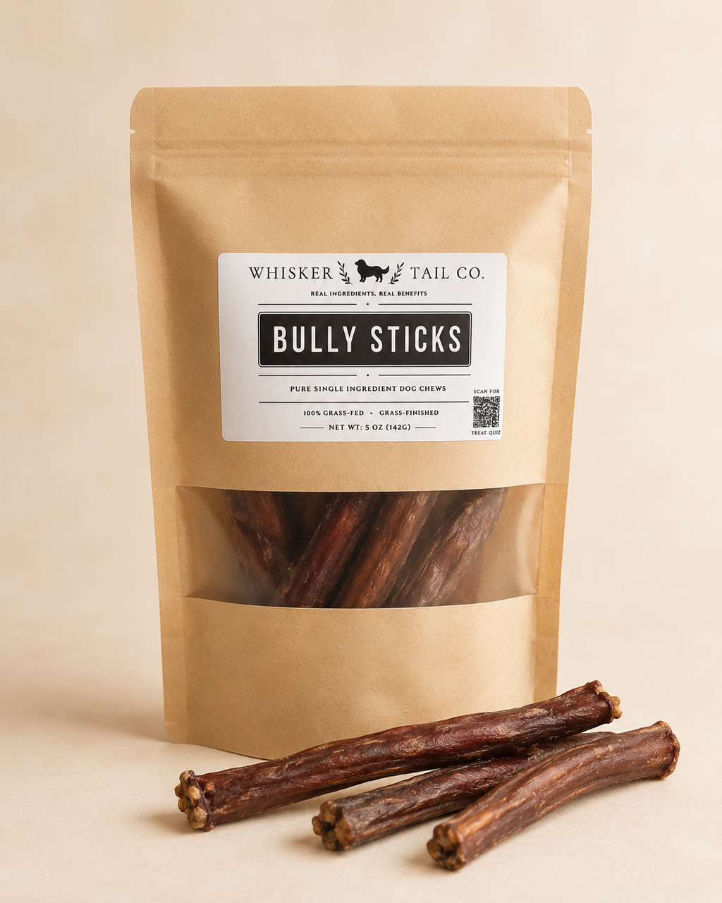 Grass-Fed Bully Sticks (5 oz) – front view