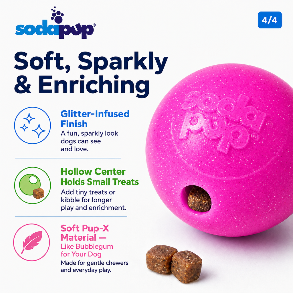 SodaPup Glitter Ball soft PUP-X rubber dog toy – photo 6 of 15