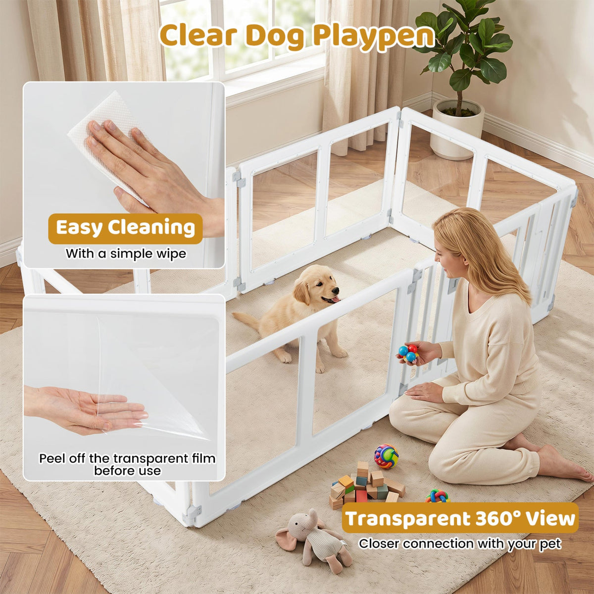 Clear Plastic Dog Playpen with Door 8 Panel – photo 15 of 16