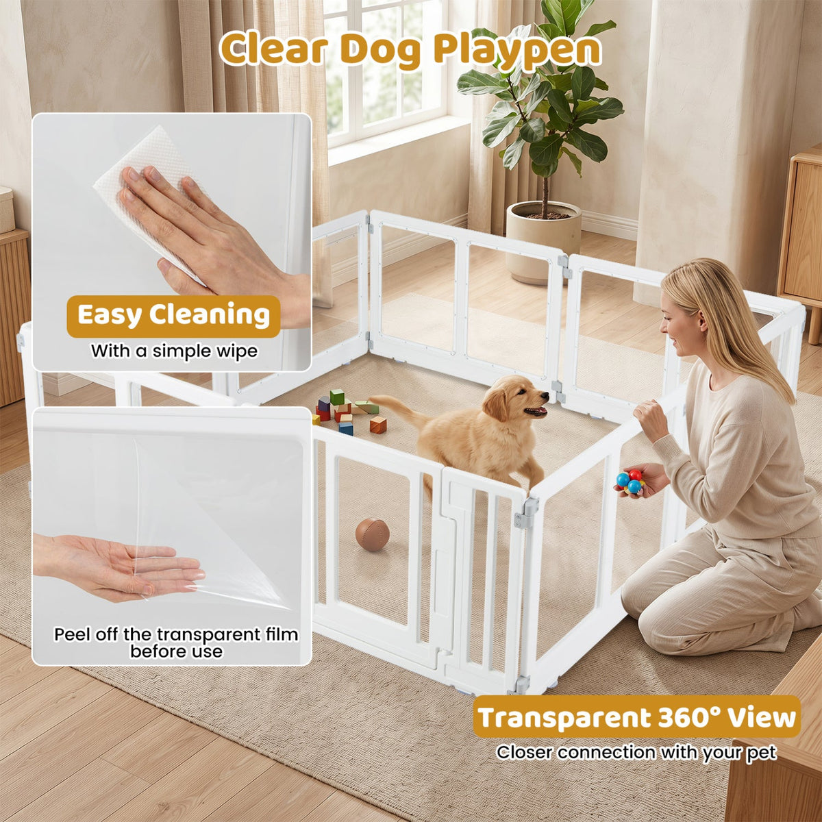 Clear Plastic Dog Playpen with Door 8 Panel – photo 8 of 16