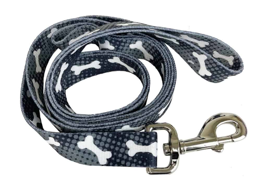 Coastal Styles Nylon Adjustable Dog Leash Black Bones 1 W x 4 Long