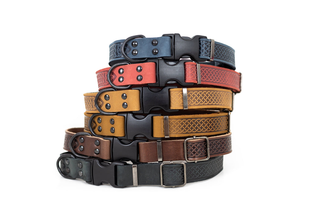 Celtic Sport Quick-Release Leather Dog Collar – front view