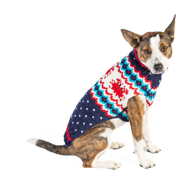 Crabby Wool Dog Sweater Navy Fair Isle with Red Crab Pattern – photo 5 of 5