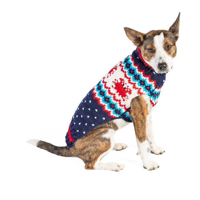 Crabby Wool Dog Sweater Navy Fair Isle with Red Crab Pattern – photo 4 of 5