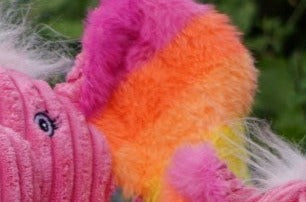 Rainbow Elephant Knottie Plush Dog Toy, detail view
