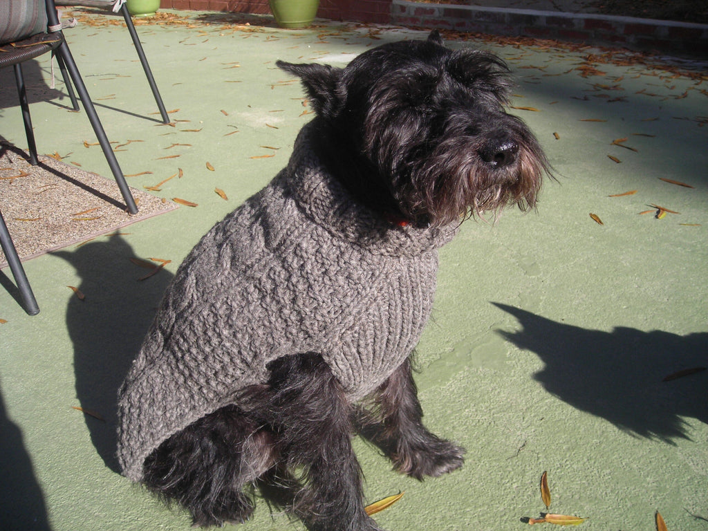 Gray Cable Knit Dog Sweater 100 Percent Sheep Wool – photo 4 of 6