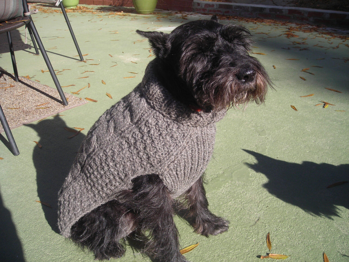Gray Cable Knit Dog Sweater 100 Percent Sheep Wool – photo 4 of 6