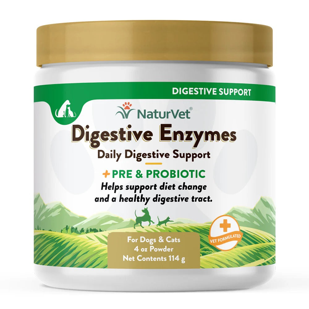 NaturVet digestive enzymes plus probiotic powder jar 8 oz – photo 1 of 2
