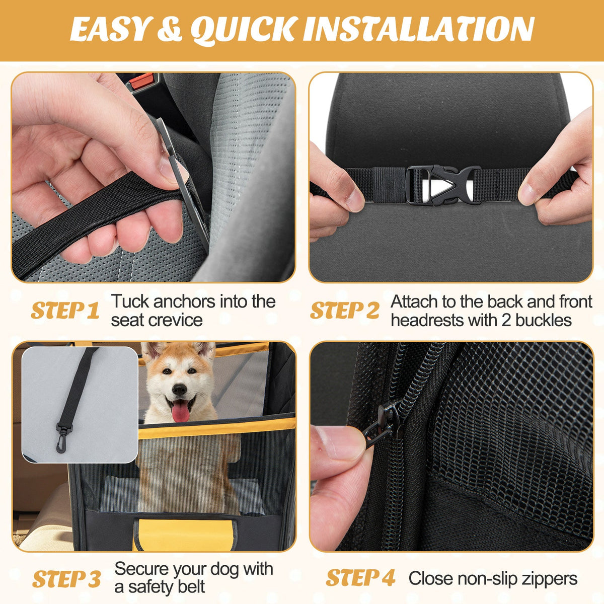 Dog Car Seat Cover with Mesh Window Black – photo 7 of 8