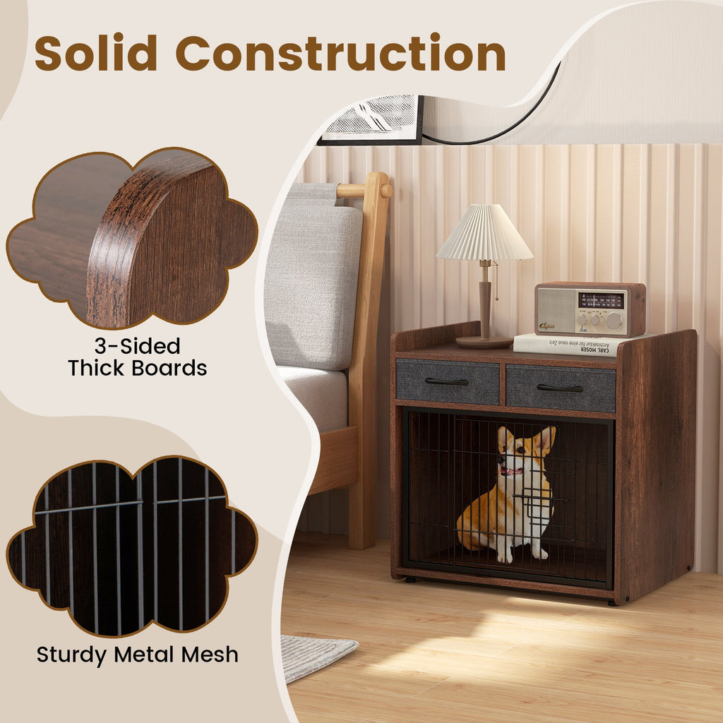 Dog Crate Furniture with 2 Fabric Drawers End Table – photo 7 of 8