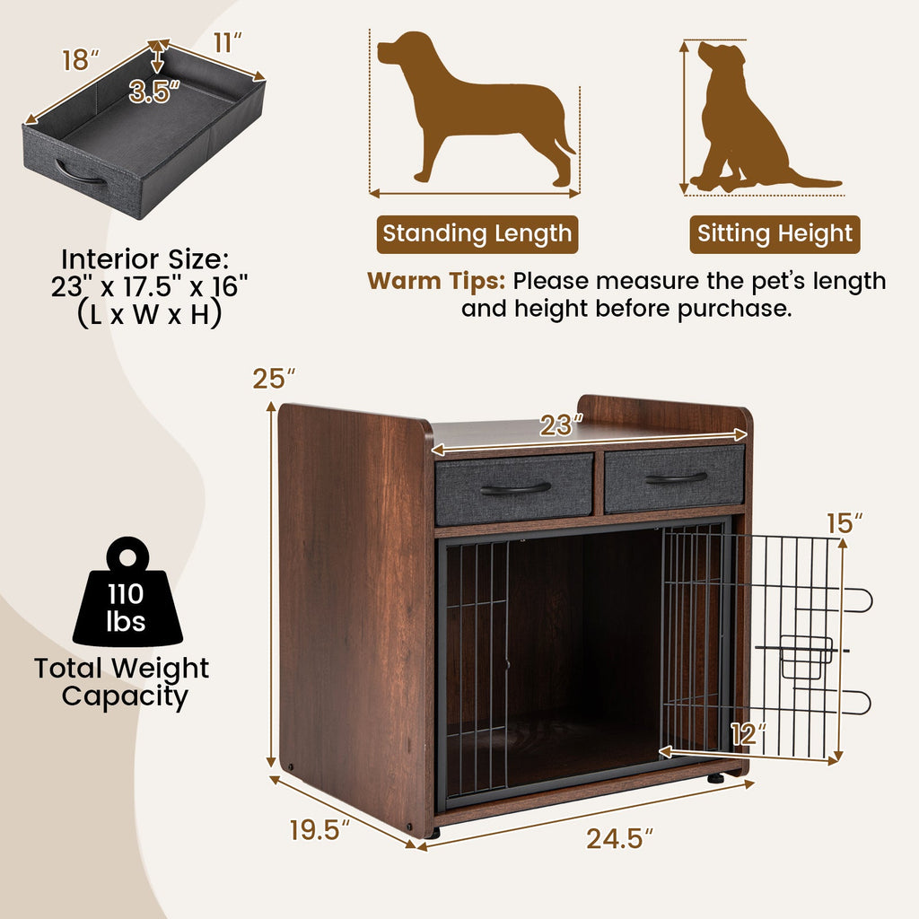 Dog Crate Furniture with 2 Fabric Drawers End Table – photo 5 of 8