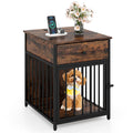 Dog Crate Furniture with Charging Station and Drawer Rustic Brown – photo 3 of 8