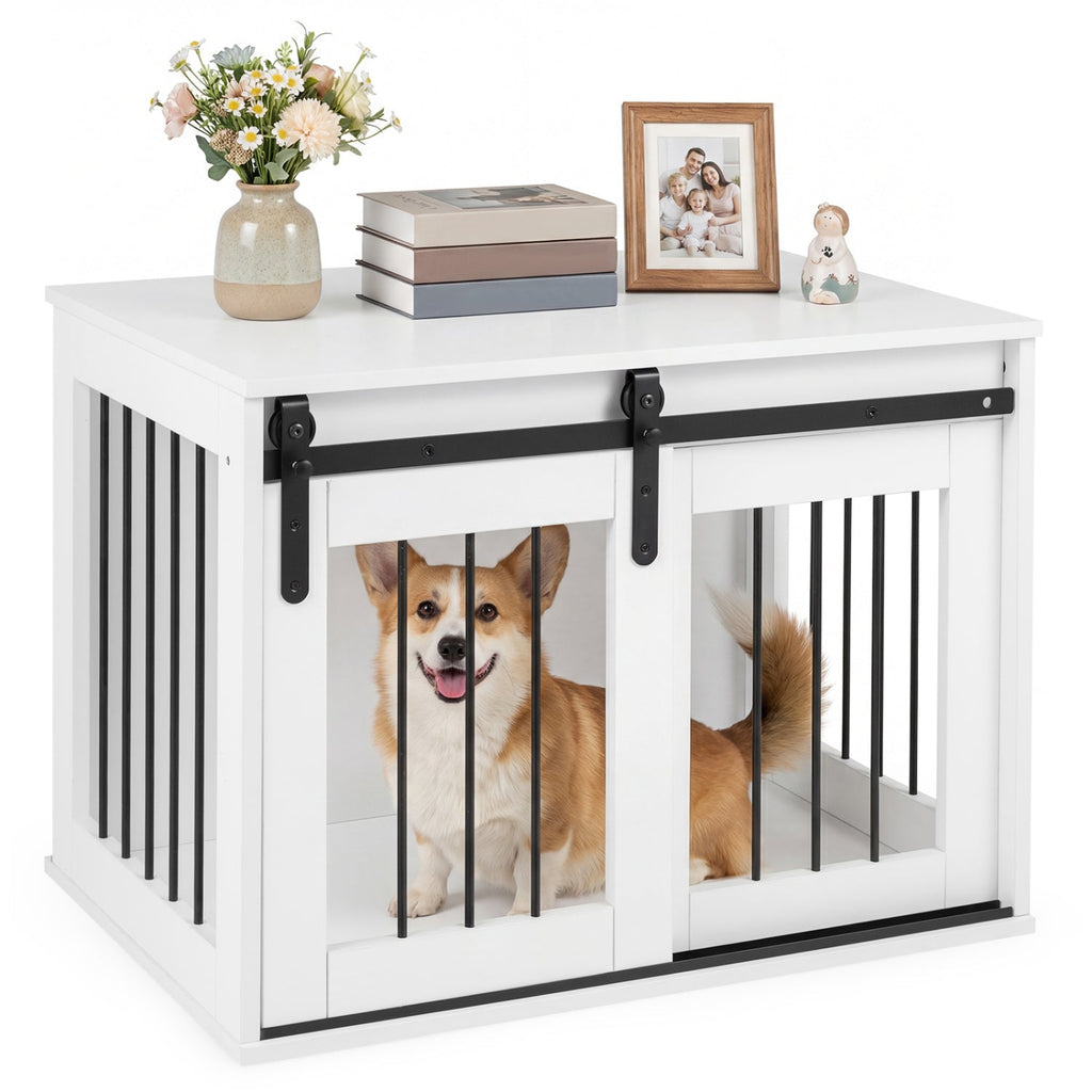 Heavy Duty Dog Crate Furniture with Sliding Barn Door – photo 2 of 24