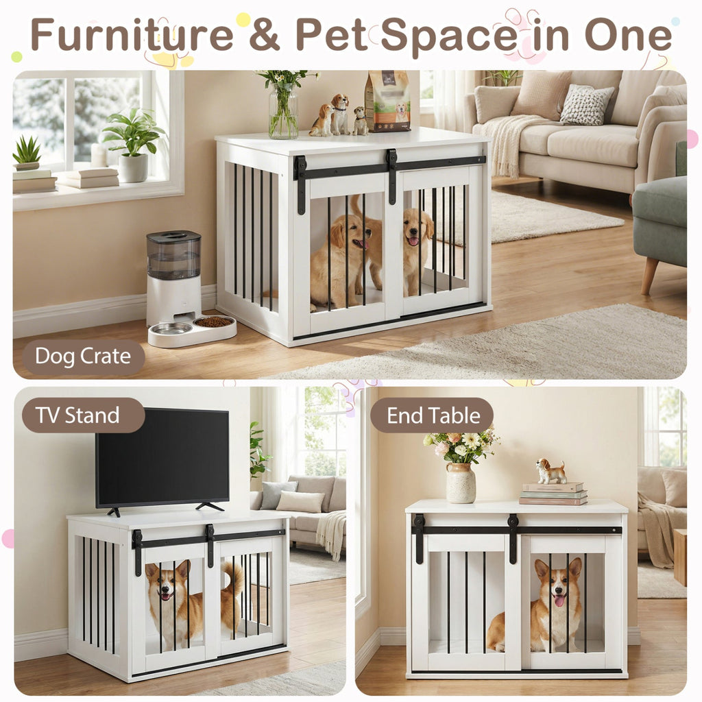 Heavy Duty Dog Crate Furniture with Sliding Barn Door – photo 14 of 24