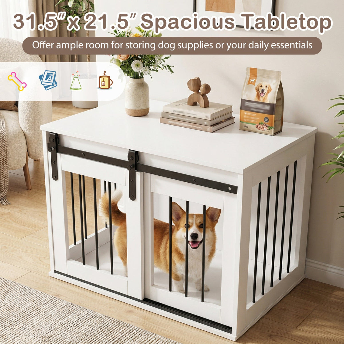 Heavy Duty Dog Crate Furniture with Sliding Barn Door – photo 15 of 24