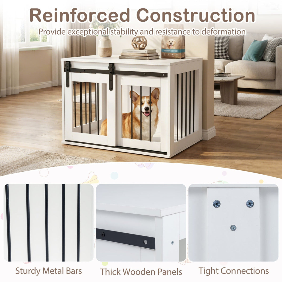 Heavy Duty Dog Crate Furniture with Sliding Barn Door – photo 16 of 24