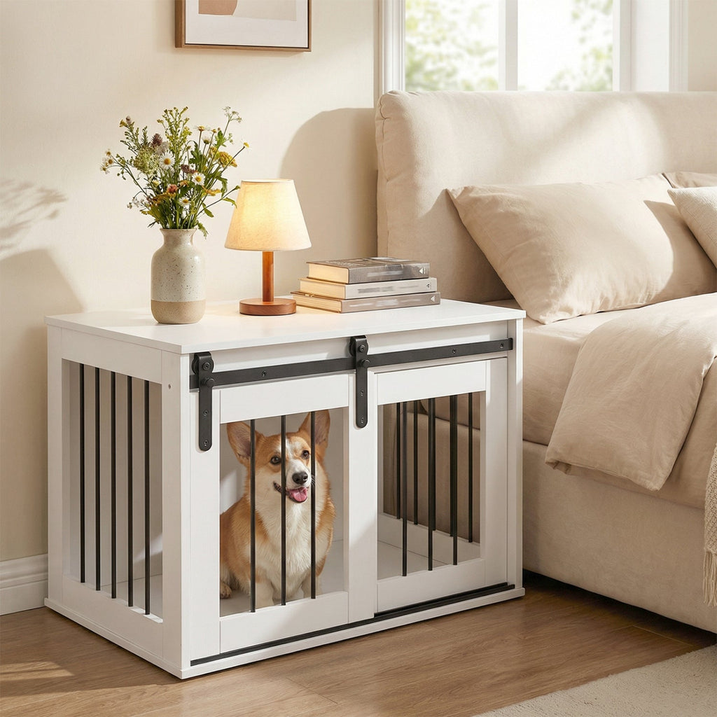 Heavy Duty Dog Crate Furniture with Sliding Barn Door – photo 11 of 24