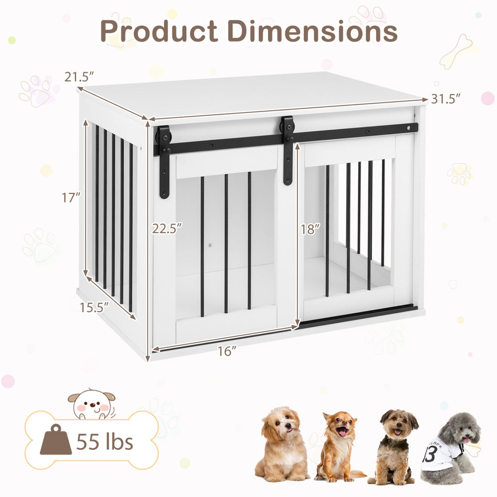 Heavy Duty Dog Crate Furniture with Sliding Barn Door – photo 13 of 24