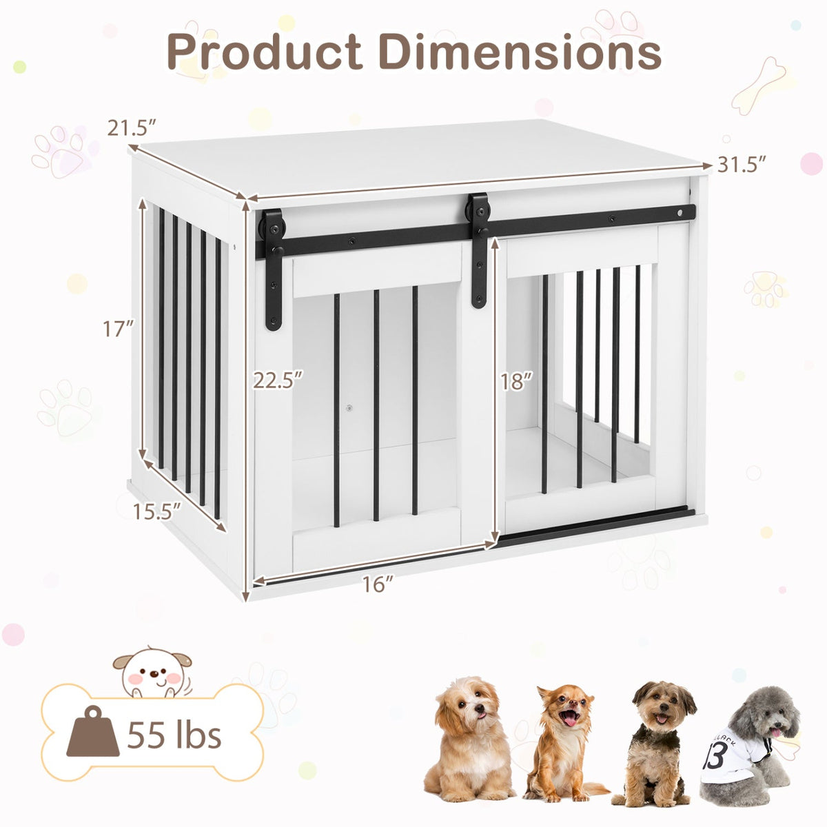 Heavy Duty Dog Crate Furniture with Sliding Barn Door – photo 13 of 24